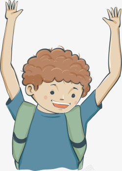 卡通举手打招呼的男孩矢量图素材