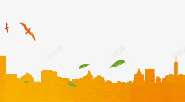 橘黄色城市剪影png免抠素材_88icon https://88icon.com png图形 png装饰 剪影 城市 建筑物 手绘 装饰