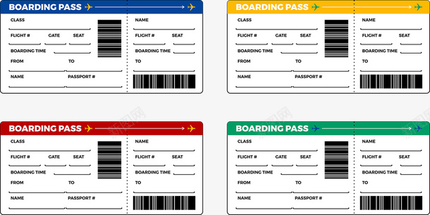 简约彩色机票登机牌矢量图ai免抠素材_88icon https://88icon.com 彩色 机场 机票 登机牌 矢量图