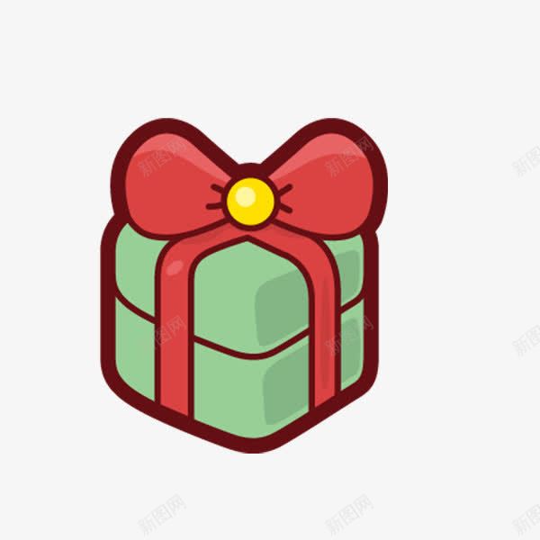 绿色蝴蝶结礼物盒png免抠素材_88icon https://88icon.com 卡通装饰 可爱 圣诞节 礼物盒 绿色 蝴蝶结