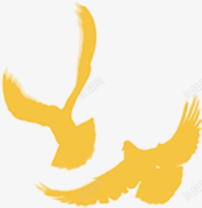 黄色和平鸽装饰背景png免抠素材_88icon https://88icon.com 和平鸽 背景 装饰 黄色