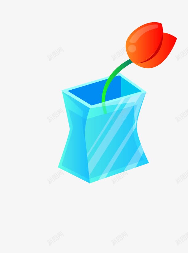 一支装在花瓶中的花朵矢量图ai免抠素材_88icon https://88icon.com 矢量鲜花 花瓶 蓝色 装饰 鲜花 矢量图