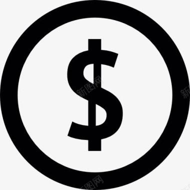财富美元的符号在一个圈内图标图标
