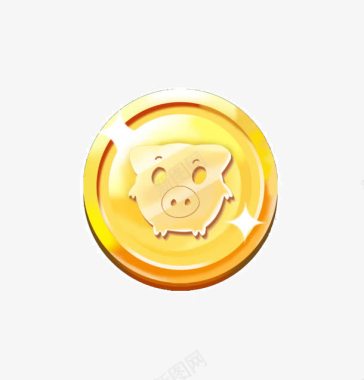金色圆框免抠猪猪金币图标图标