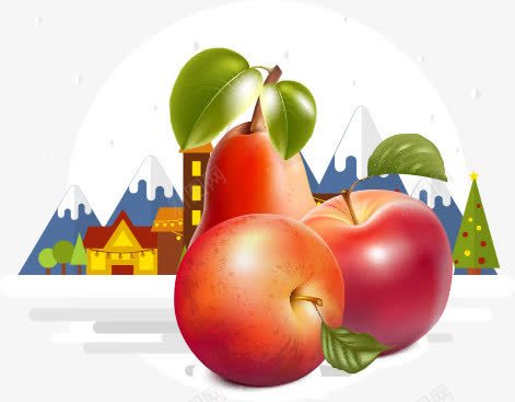 h5卡通水果png免抠素材_88icon https://88icon.com h5卡通水果 圣诞树 平安果 梨子 苹果
