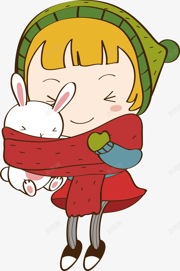 卡通可爱小女孩手绘小兔子矢量图ai免抠素材_88icon https://88icon.com 兔子卡通 卡通兔子 卡通女孩 矢量可爱 矢量图