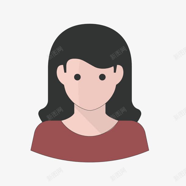 红色扁平化女人png免抠素材_88icon https://88icon.com 发型 头发 扁平化 渐变 眼镜 红色 黑色