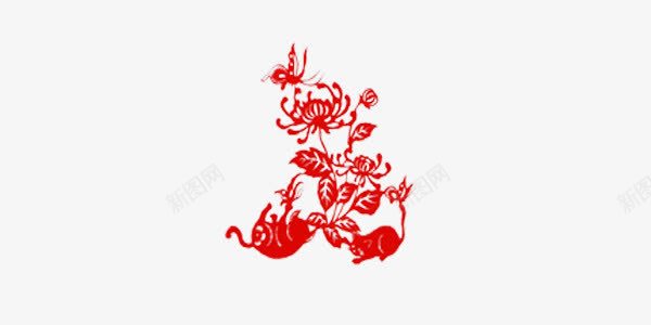 红色剪纸中国风花纹png免抠素材_88icon https://88icon.com 中国风 传统 剪纸 红色 花纹