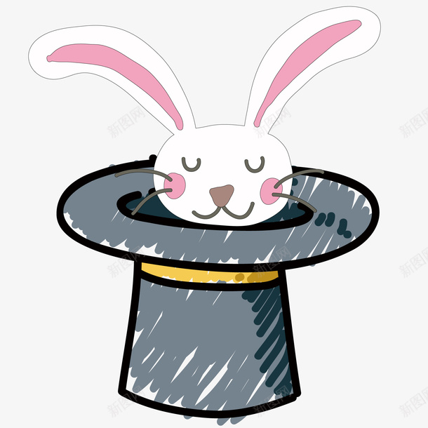 卡通手绘魔术帽里的小兔子矢量图ai免抠素材_88icon https://88icon.com 动物设计 卡通 可爱 复活节 小兔子 手绘 魔术帽 矢量图