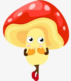 蘑菇彩色真菌可爱卡通素材