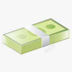 绿色质感一捆钞票矢量图素材