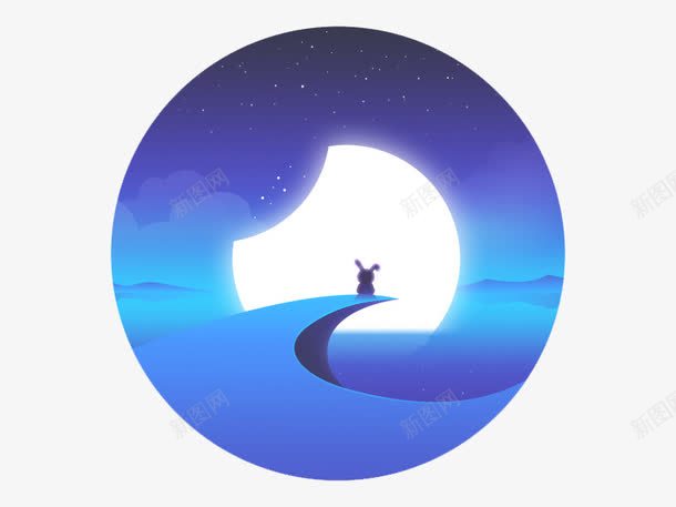 月光下png免抠素材_88icon https://88icon.com 卡通 卡通插画 手绘 月光