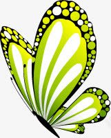绿色炫丽蝴蝶美景手绘素材