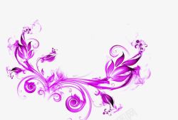 紫色精美手绘花纹欧式素材