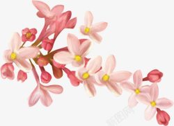 粉色手绘桃花枝头花朵素材