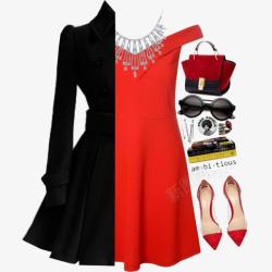 红色连衣裙和外套素材