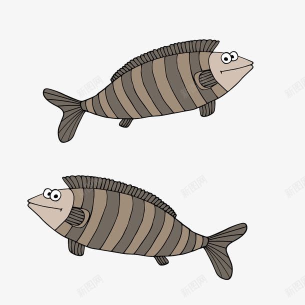 灰色的两条鱼png免抠素材_88icon https://88icon.com 动物 彩铅 手绘 灰色 绘画图案 通 鱼 鱼类
