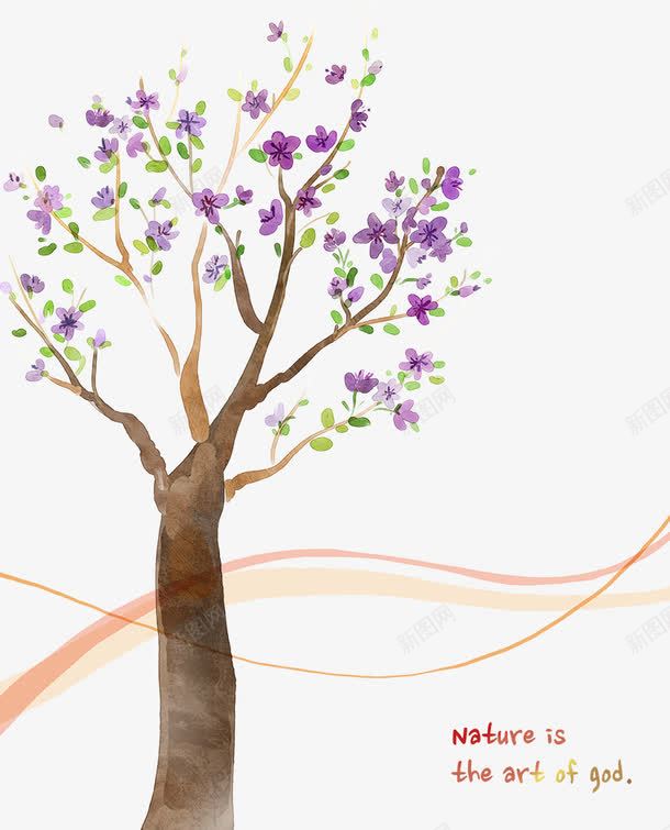 紫色花朵树风景插画png免抠素材_88icon https://88icon.com 卡通小树 小树 树 紫色花朵 风景插画
