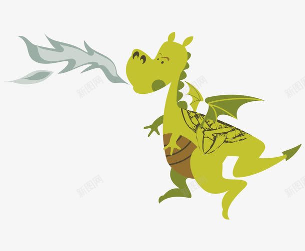 卡通手绘喷火绿色恐龙矢量图ai免抠素材_88icon https://88icon.com 卡通的恐龙 手绘的恐龙 矢量的动物 绿色的恐龙 矢量图