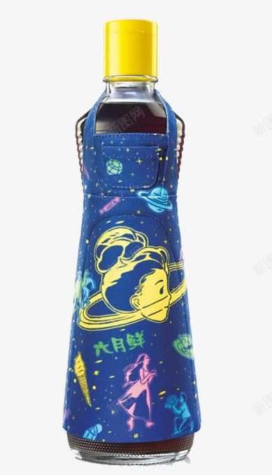 戴上围裙的一瓶油png免抠素材_88icon https://88icon.com 一瓶油 创意 围裙 蓝色