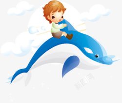 蓝色鲸鱼儿童遨游素材