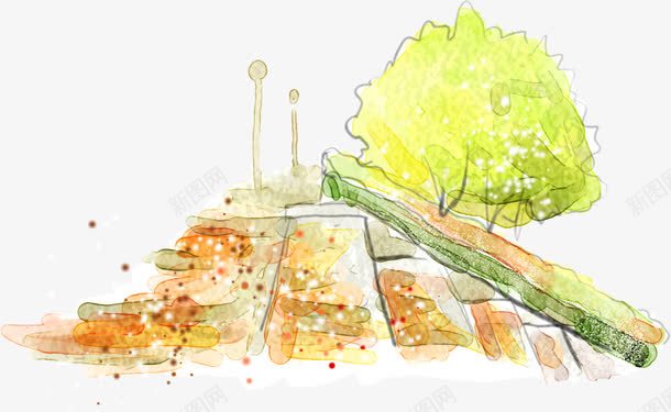 手绘乡村小路装饰png免抠素材_88icon https://88icon.com 乡村 小路 装饰