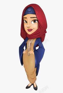 卡通手绘漂亮阿拉伯女孩素材