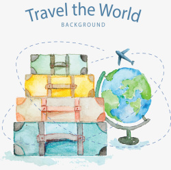 手绘风环球世界旅游矢量图素材