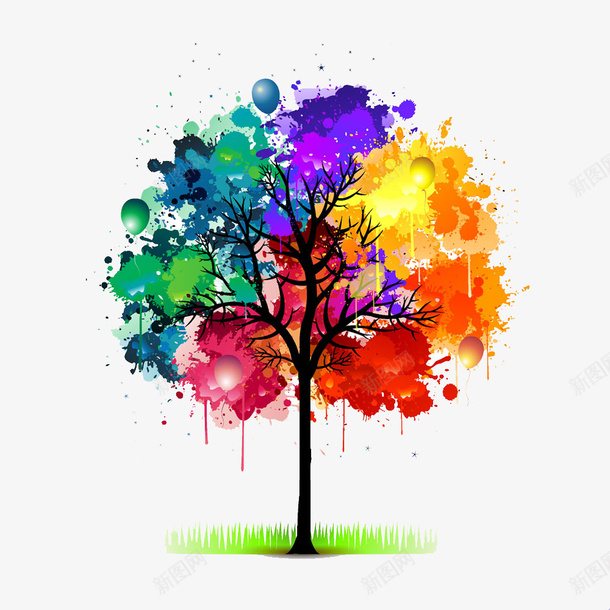 彩色抽象树psd免抠素材_88icon https://88icon.com 彩色 抽象 树 草