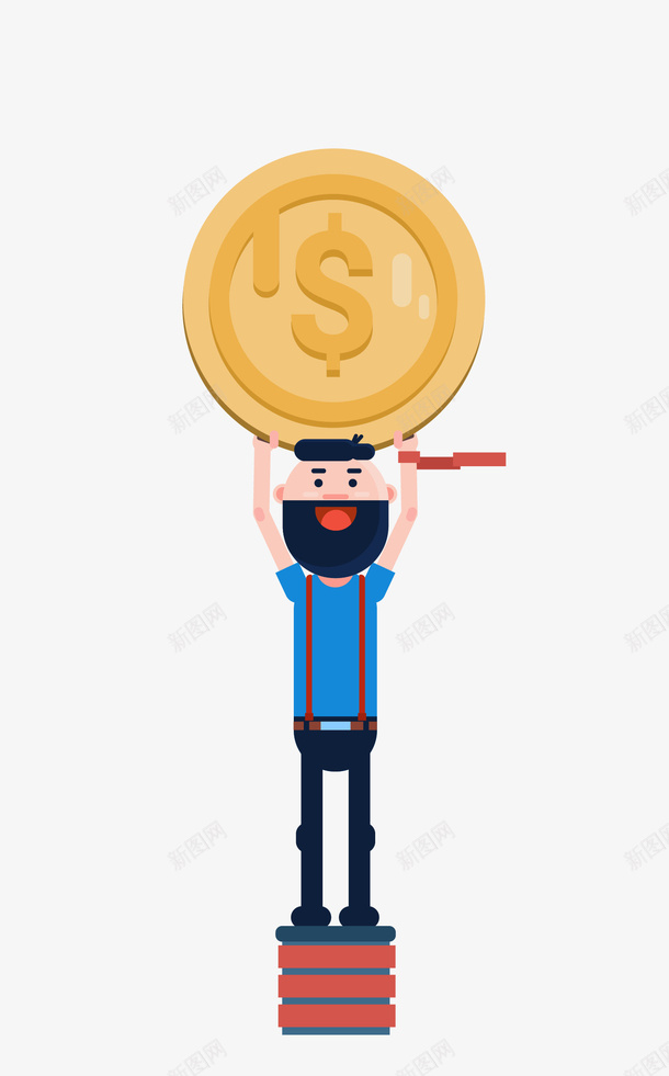 卡通扁平化人物举金币矢量图eps免抠素材_88icon https://88icon.com 举金币png 人物举金币 卡通举金币 商务男人 扁平化举金币 矢量举金币 矢量图