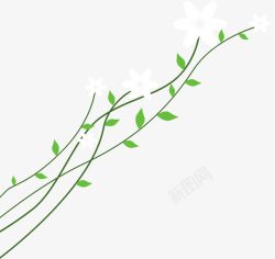 绿色枝条花朵欧式花纹素材