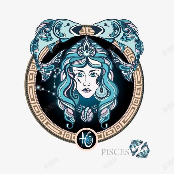 双鱼座矢量图eps免抠素材_88icon https://88icon.com 创意标签 双鱼美女 星座 矢量图