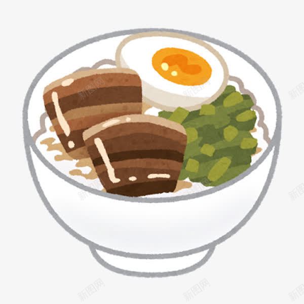 鸭蛋米饭png免抠素材_88icon https://88icon.com 卡通 手绘 水彩红烧肉 米饭 红烧肉 食物