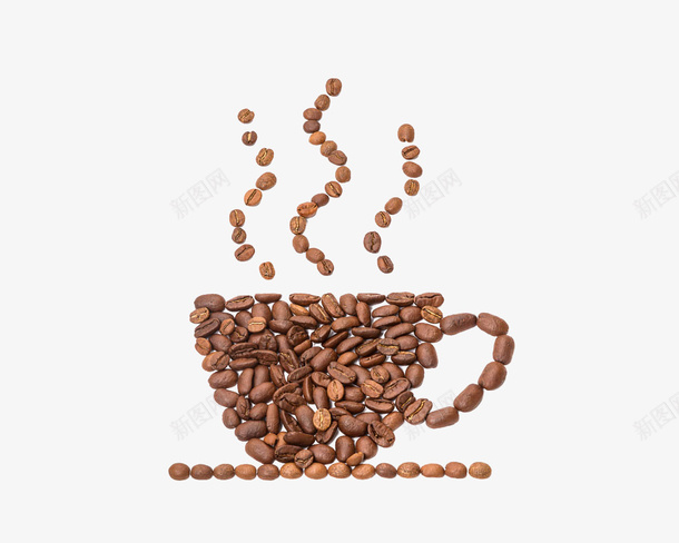 咖啡豆摆成的咖啡杯png免抠素材_88icon https://88icon.com 创意 咖啡杯 咖啡豆 形状 设计