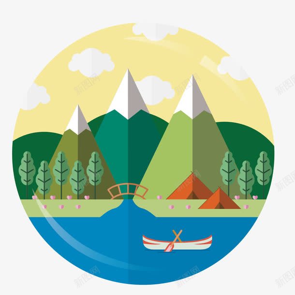 山峰湖泊png免抠素材_88icon https://88icon.com 山峰 湖泊 绿树