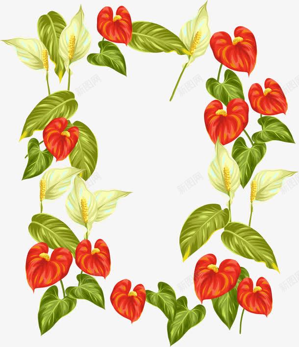 红色简约鲜花边框纹理png免抠素材_88icon https://88icon.com 免抠PNG 简约 红色 边框纹理 鲜花
