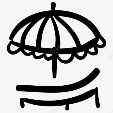 彩虹伞太阳伞躺椅图标图标