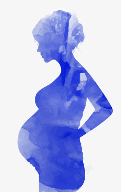 蓝色简约孕妇装饰图案素材