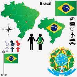 巴西地图国旗素材