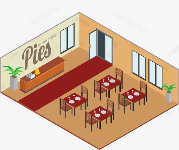 手绘餐厅矢量图ai免抠素材_88icon https://88icon.com 3D 手绘 立体 餐厅 矢量图