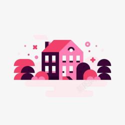 粉红色小房子素材
