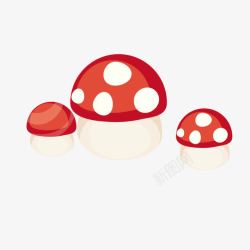 红色白点卡通蘑菇素材