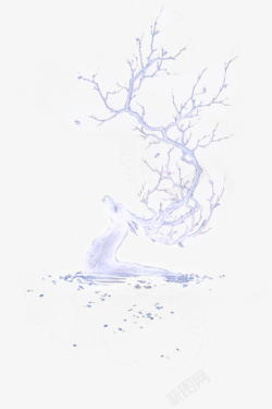 水彩卡通手绘树枝素材