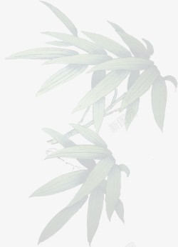 竹叶水墨绿色艺术素材