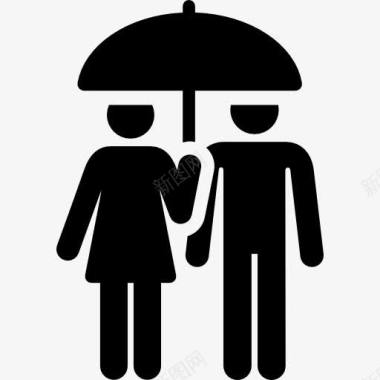 夫妻夫妇下雨图标图标