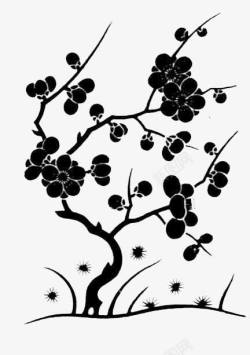 黑白花树装饰素材