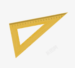 灰黄色卡通三角日用直尺素材