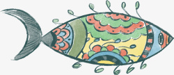 水彩鱼图腾插画矢量图素材