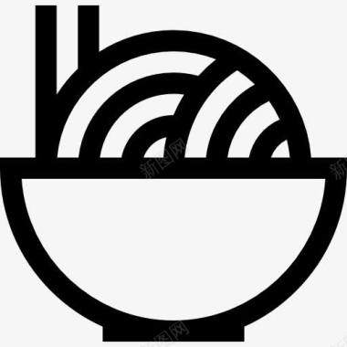 青花碗面条图标图标