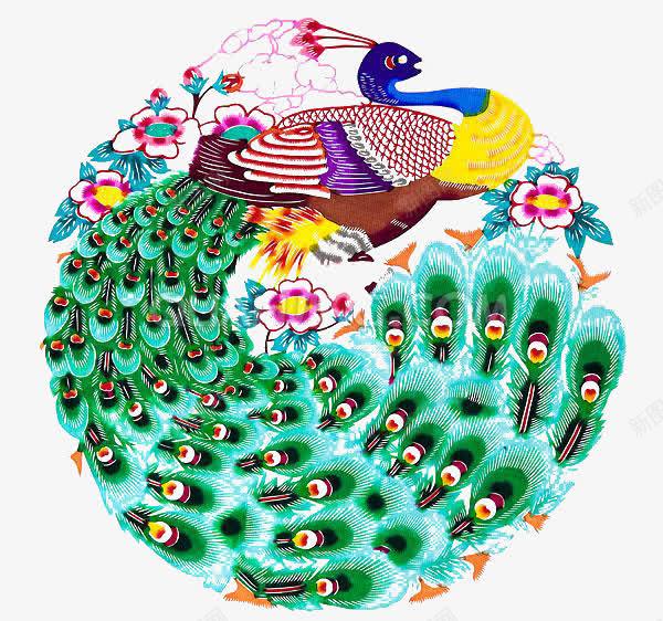 剪纸画孔雀png免抠素材_88icon https://88icon.com 中国风 剪纸画 孔雀 彩色 油画孔雀 装饰